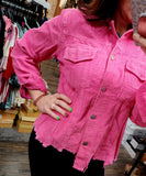2351 Hot Pink Corduroy Jacket in Reg and Plus
