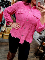 2351 Hot Pink Corduroy Jacket in Reg and Plus