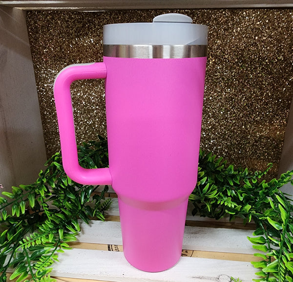 2428 HOT PINK TUMBLER WITH WHITE LID 40oz.