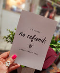 65 No Refunds (card)