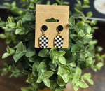2511 checkered dangle earrings