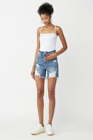2530 The Upper Hand Risen Shorts High Rise Distressed Mid Thigh