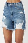 2530 The Upper Hand Risen Shorts High Rise Distressed Mid Thigh