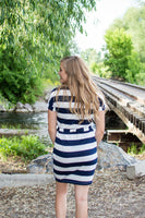 Dress with Pockets | Large Navy Stripes