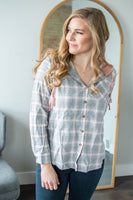 Hooded Flannel Shirt | Blush-Grey