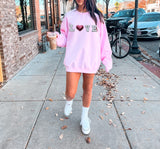 LOVE Chenille Patch Sweatshirt | Light Pink