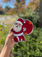 Oversized Pearl and Chenille Santa and bag iron on Patch