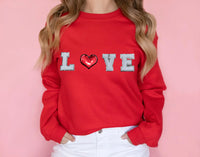 LOVE Chenille Patch Sweatshirt | Red